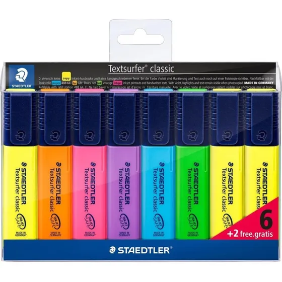 STAEDTLER Textsurfer classic Textmarker Set, 8er Pack (6+2 Gratis)