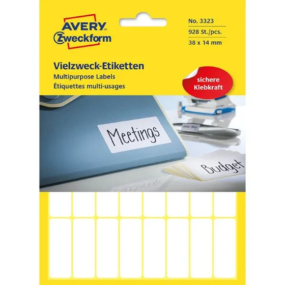 AVERY Zweckform 3323 Etiketten 38 x 14 mm weiß