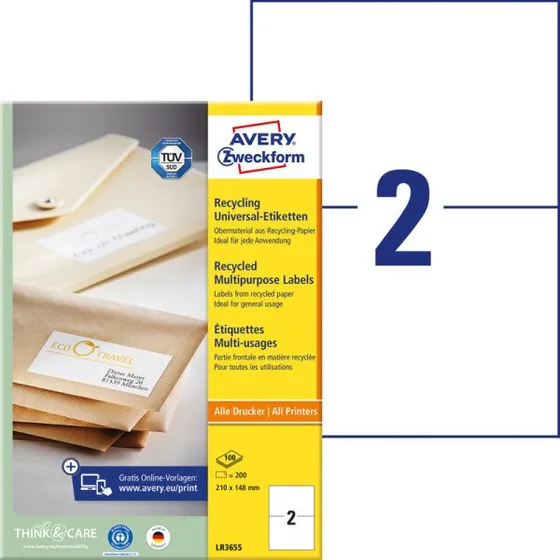 Avery Zweckform LR3655 Recycling-Etiketten 210x148 mm