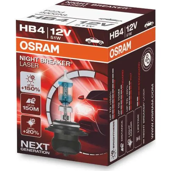 Osram Night Breaker Laser HB4 12V 51W 9006NL +150% Helligkeit