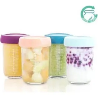 Babymoov Babybols 4er-Set Glas-Aufbewahrungsbecher (220 ml)