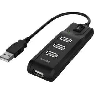 Hama 200118 USB 2.0 Hub 4 Ports schwarz