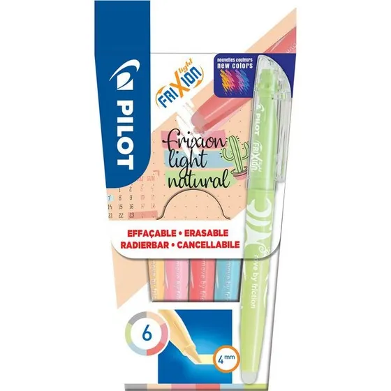 Pilot FriXion Light Natural Textmarker 6er Set - Löschbar