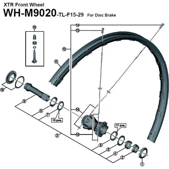 Shimano Ersatz-Speichennippel XTR WH-M9020 298 mm