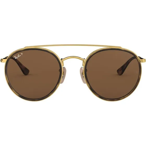 Ray-Ban RB 3647N Double Bridge Sonnenbrille - Gold/Braun Polarisiert