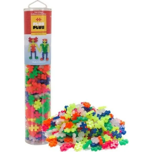 Plus-Plus Bausatz Neon Mix, 240-teilige Tube, fluoreszierend