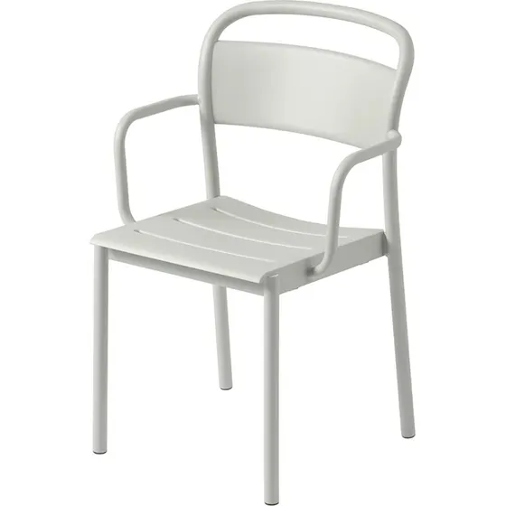 Muuto Linear Gartenstuhl mit Armlehnen - Grau