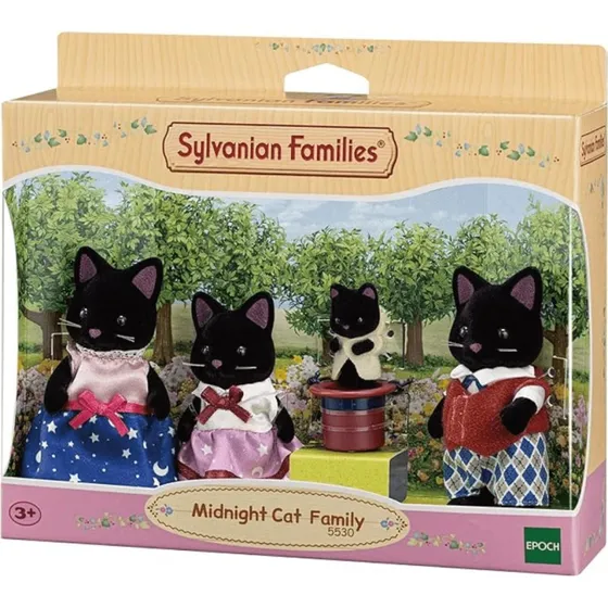 Sylvanian Families Mitternachtskatzen-Familie, 4er Set Figuren