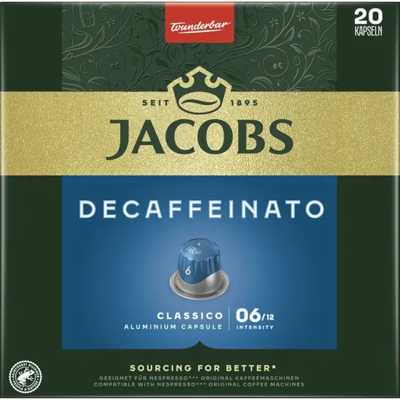 Jacobs Classico Decaffeinato Kaffeekapseln, 20er Pack, Nespresso-kompatibel