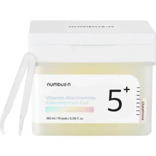 Numbuzin No.5+ Glutathion Vitamin Niacinamide Concentrated Pads, 180ml
