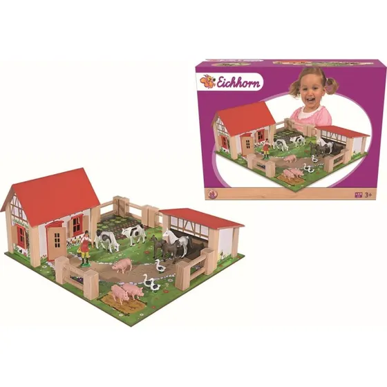 Eichhorn Bauernhof Holz-Spielset, 21-teilig, ab 3 Jahren