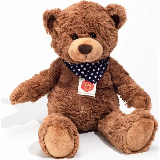 Teddy-Hermann Teddybär 38 cm - Schokobraun mit Sternchen-Halstuch