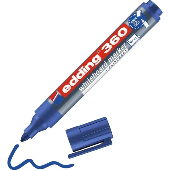 edding Whiteboardmarker 360 Blau, 4er Pack, Rundspitze