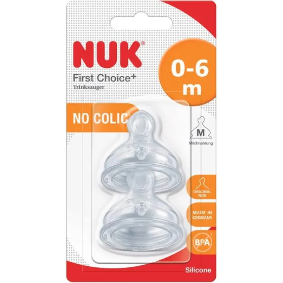 NUK First Choice Plus Silikonsauger M1, 2er Set, 0-6 Monate