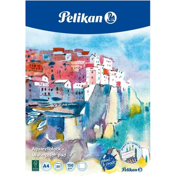 Pelikan Aquarellblock A4, 150 g/m², 20 Blatt, strukturiert