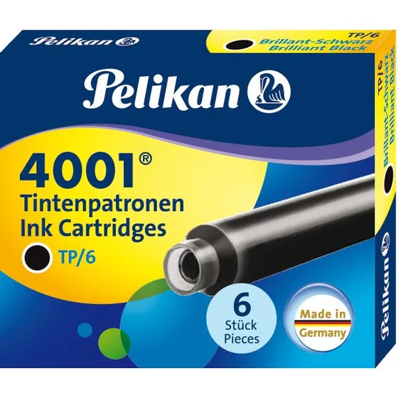 Pelikan Standard-Tintenpatronen 4001 TP/6, brillant-schwarz, 6er Set