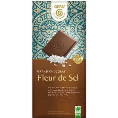 GEPA Bio-Schokolade Fleur de Sel mit Milch und Salz, 100 g
