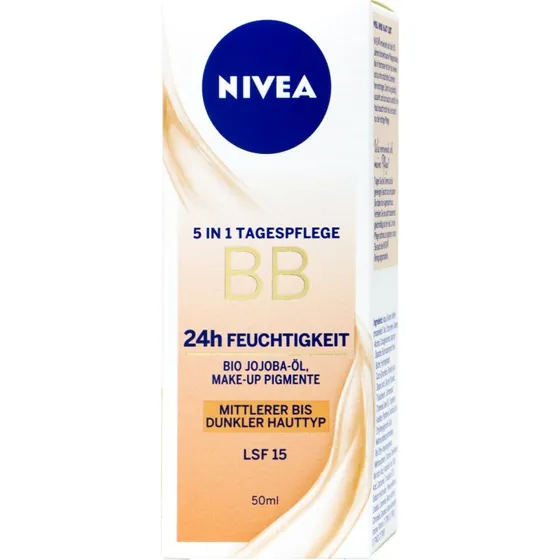 NIVEA BB Mittel bis Dunkel 5in1 24h Feuchtigkeit LSF 15 50 ml