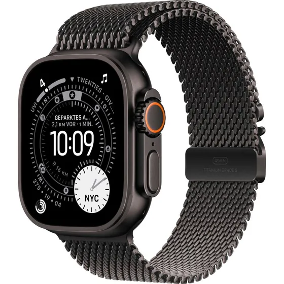 Apple Watch Ultra 3, 49mm, Titanium, Schwarz, Milanaise Loop, GPS + Cellular