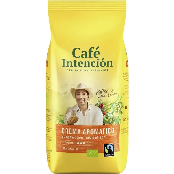 J.J. Darboven Café Intención Bio Fairtrade Kaffee Crema Bohnen 1kg