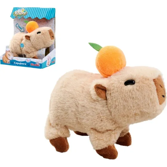 Simba PetZoo Capybara Kuscheltier mit Orange, 17cm