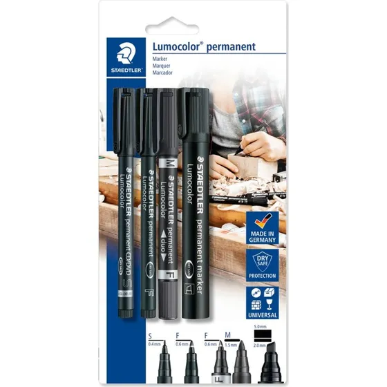 STAEDTLER Lumocolor Permanent Marker Schwarz 4er Set
