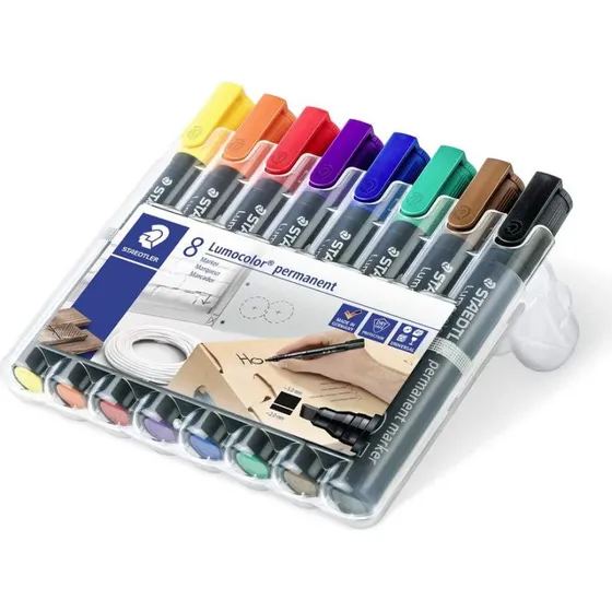STAEDTLER Lumocolor® 350 Permanentmarker Keilspitze, 8er Set