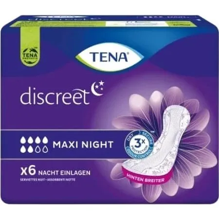 TENA Discreet Protect+ Maxi Night Einlagen, 6 Stück