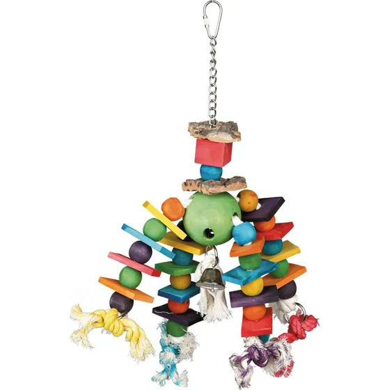 TRIXIE Vogelspielzeug Holz mit Tau 35 cm