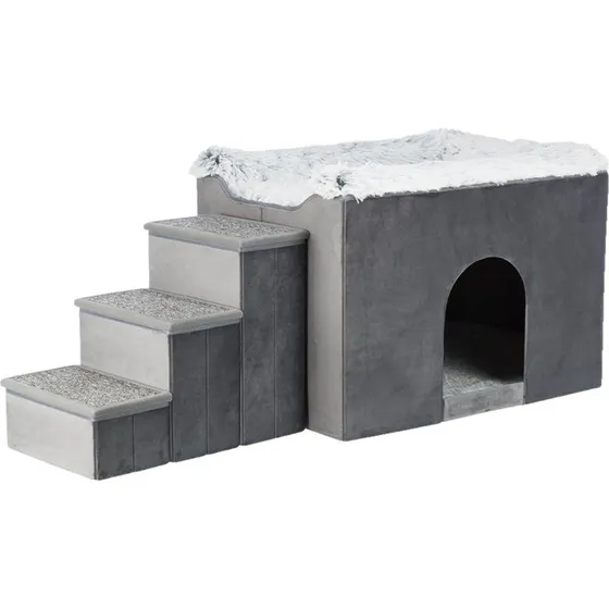 Trixie Höhle Harvey mit Treppe, grau/weiß-schwarz, 135 x 47 x 50 cm