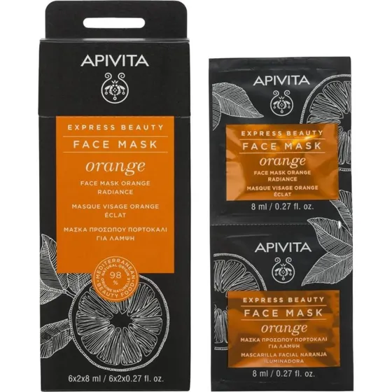 Apivita Express Beauty Gesichtsmaske mit Orange für Glanz, 2x8ml