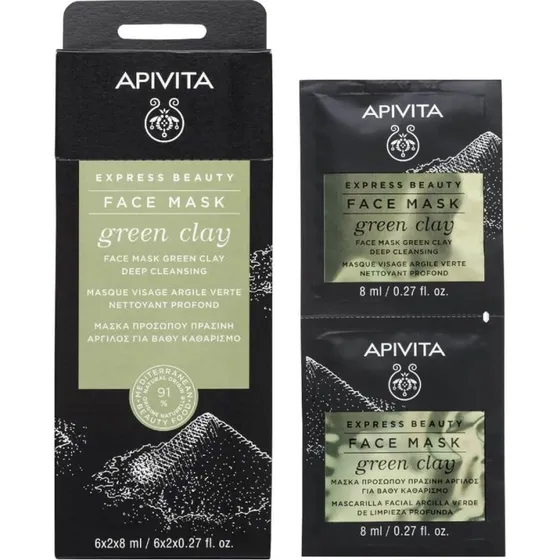 Apivita Express Beauty Gesichtsmaske mit grüner Tonerde, 2x8ml
