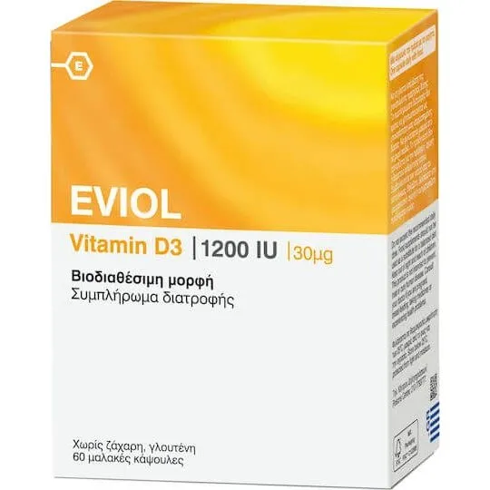 Eviol Vitamin D3 Kapseln – 1200 IU für Knochen & Immunsystem, 60 Stk.