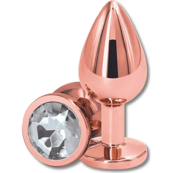 Anal Collection Kleiner Metall Butt Plug mit Schmuckstein - Pink/Transparent