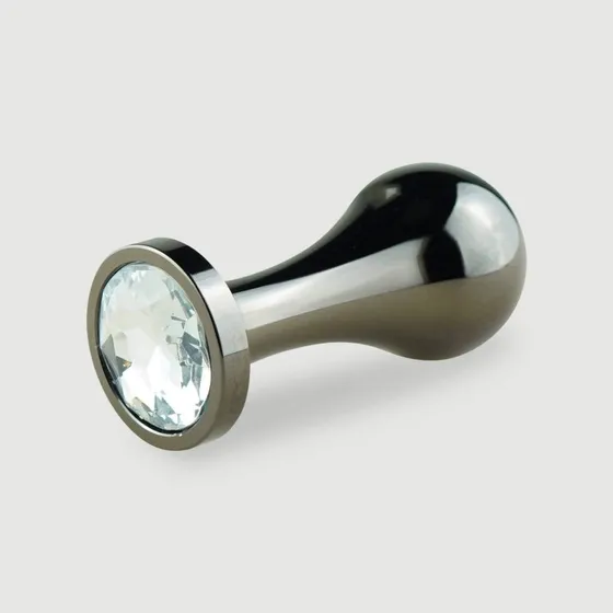 Anal Collection Medium Tear Drop Metall Butt Plug - Schwarz/Transparent