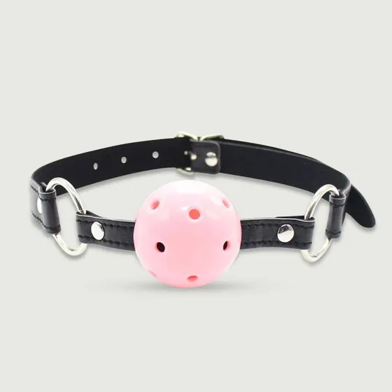 Sexopolis Atmungsaktiver Ballknebel mit Silikonball & Lederband - Pink