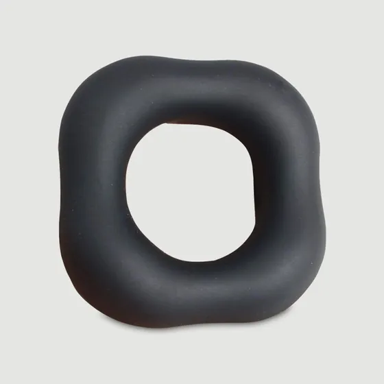 Quadratischer Donut Cock Ring aus flüssigem Silikon, 45 mm, Schwarz