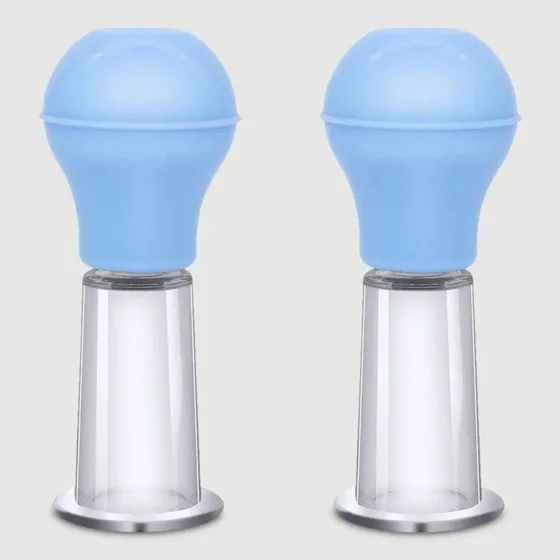 Delicate Nippel- und Klitoris-Pumpenset - Transparent/Blau