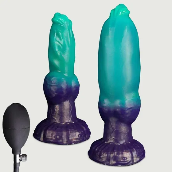 Aufblasbarer Silikon Hunde-Dildo Grün (20,5 x 3,9 cm)