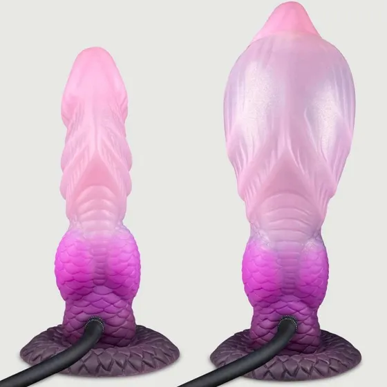 Schlangenhaut Monster Aufblasbarer Dildo mit Saugnapf - Rosa