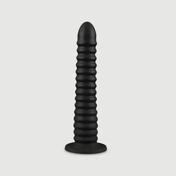 Deep Fuck Gerippter Flexibler Flüssig-Silikon-Dildo 31 x 4,4 cm - Schwarz