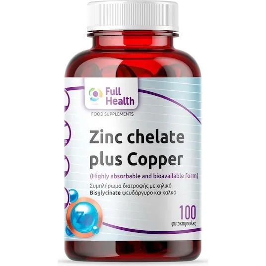 Full Health Zinkchelat plus Kupfer - 100 pflanzliche Kapseln