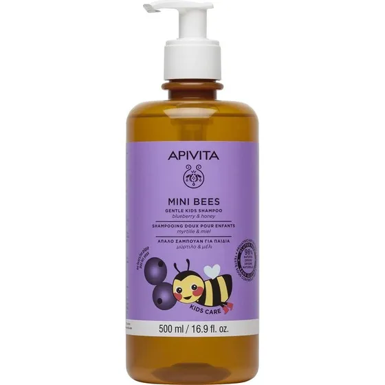 Apivita Mini Bees Kindershampoo mit Heidelbeere & Honig, 500 ml