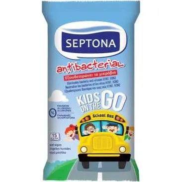 Septona Antibakterielle Feuchttücher für Kinder, 15 Stück