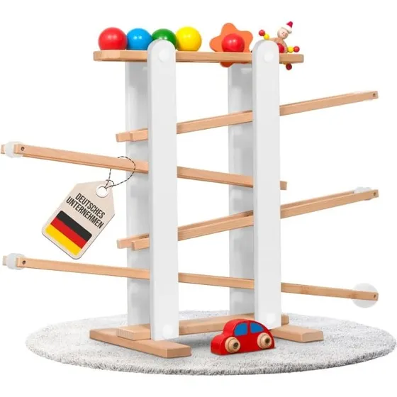 Coemo Kugelbahn Holz 7 mobile Teile Grau