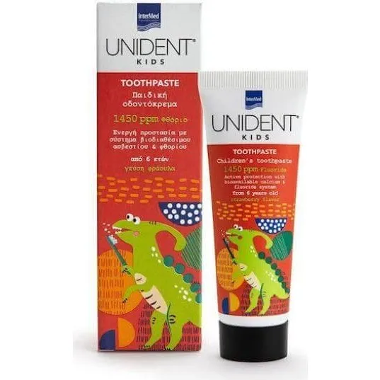UNIDENT Kinderzahnpasta Erdbeere 1450ppm Fluorid ab 6+ Jahren 50ml