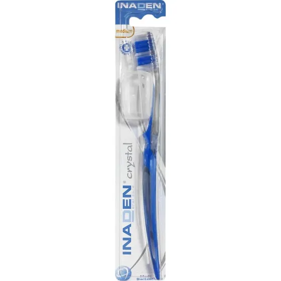 INADEN Crystal Zahnbürste Medium mit Schutzkappe - Blau