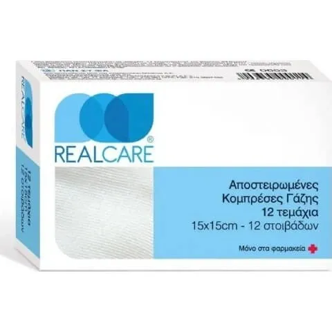 REAL CARE Sterile Baumwollgaze 15x15cm, 12 Stk im Umschlag