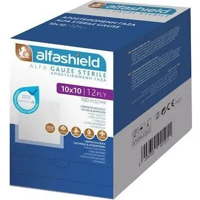 ALFASHIELD Verbandmull Steril 10x10 cm, 100 Stück
