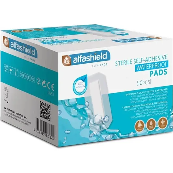 ALFASHIELD Sterile wasserdichte Klebepflaster 10x10cm, 50 Stück